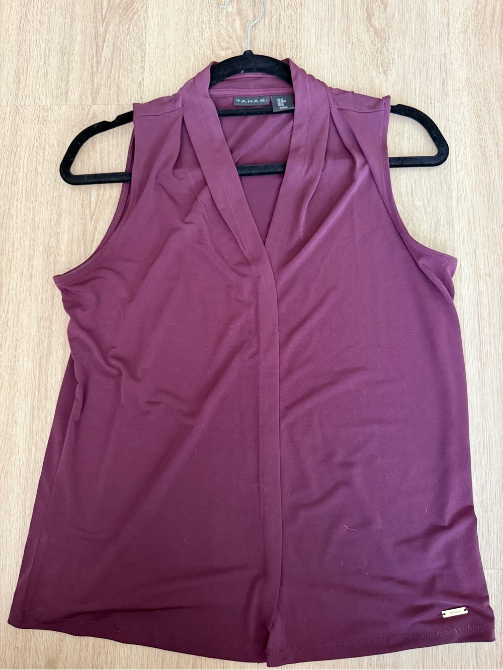 Tahari Sleeveless V-Neck Camisole in Plum Wine